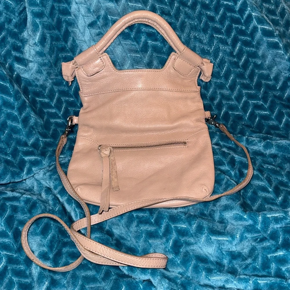 Foley + Corinna Tan Genuine Leather Foldover Zip Pocket Crossbody Small Purse - Picture 3 of 5